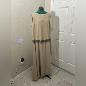 J. Kara Beaded Beige Taupe MOB Mother of Bride Formal Evening gown 22W